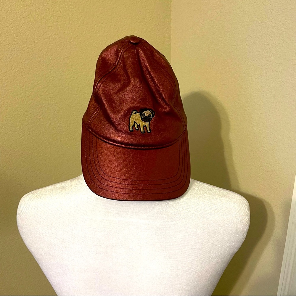 Maroon shiny adjustable pug hat